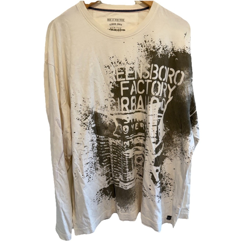 Marithe Francois Girbaud Graphic Long Sleeve Mens T-shirt 2XL Greensboro Factory